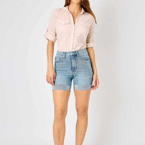 Judy Blue Full Size Tummy Control Garment Dyed Denim Shorts main image 1